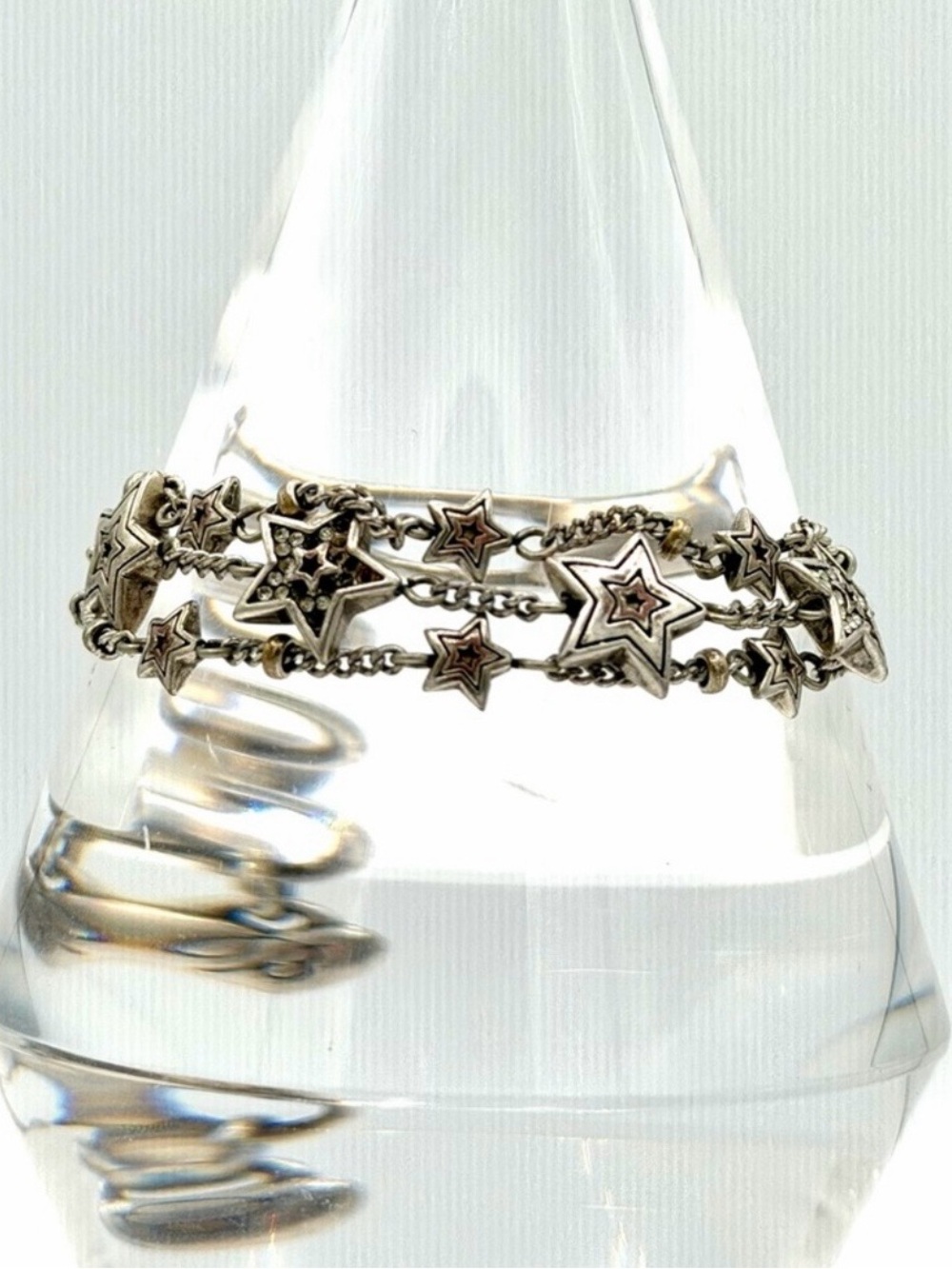 BRIGHTON Star Rocks Silver Plated Triple Strand Star Chain Woman’s Bracelet
